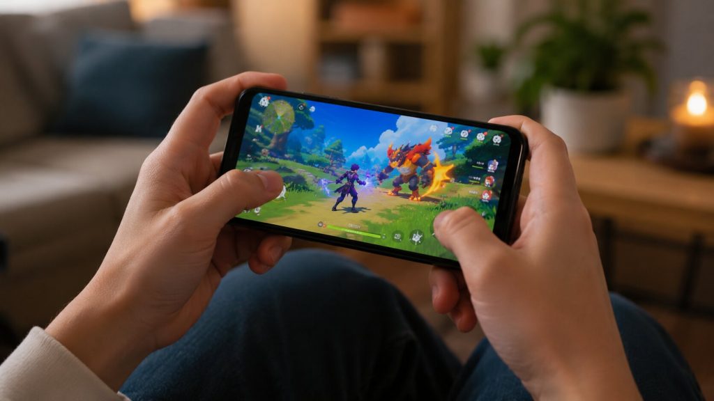 スマホゲームを楽しむ