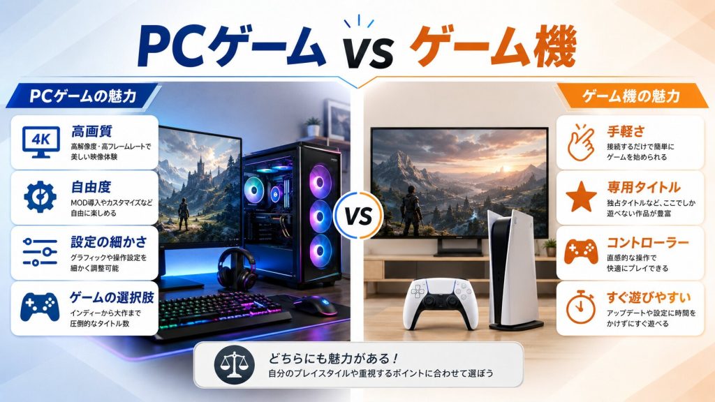パソコンゲームとゲーム機の比較